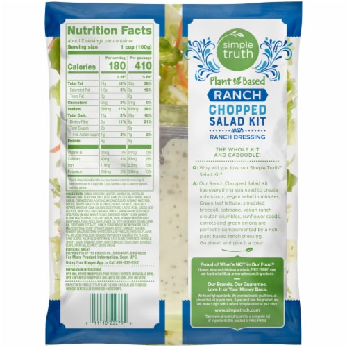 Simple Truth™ Plant Based Ranch Chopped Salad Kit with Ranch Dressing Perspective: back