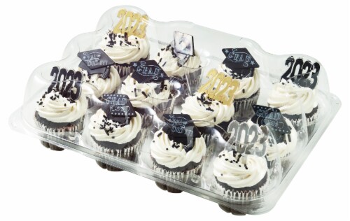 Bakery Fresh Goodness Graduation Buttercream Icing Chocolate Cupcakes Perspective: back