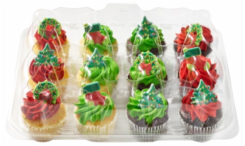 White &amp; Chocolate Christmas Cupcakes with Buttercreme Icing, 12 ct - Kroger