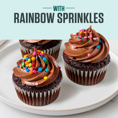 Bakery Fresh Chocolate Cupcakes with Whipped Icing Perspective: back