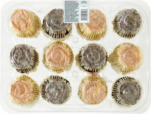 Bakery Fresh Chocolate & White Cupcakes with Buttercreme Icing Perspective: back