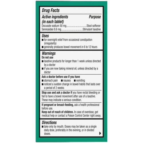 Kroger® Stool Softener + Simulant Laxative Tablets Perspective: back
