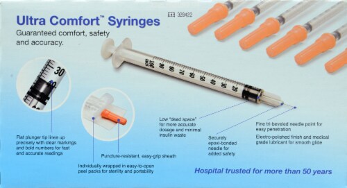 Kroger® Ultra Comfort Insulin Syringes 30g 1cc Perspective: back