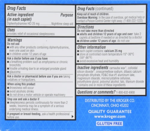 Kroger® Nighttime Sleep Aid Caplets Perspective: back