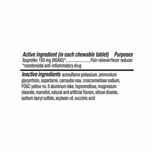 Kroger® Orange Flavor Junior Strength Ibuprofen Chewable Tablets 100mg Perspective: back