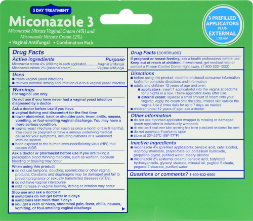 Kroger® Miconazole 3 Vaginal Antifungal Combination Pack Perspective: back