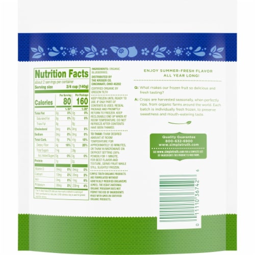 Simple Truth Organic® Frozen Blueberries Perspective: back