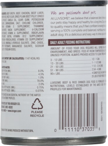 Luvsome® Beef & Rice Entree Wet Dog Food Perspective: back