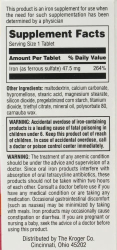 Kroger® Slow-Release Iron Women's Health Dietary Supplement Perspective: back