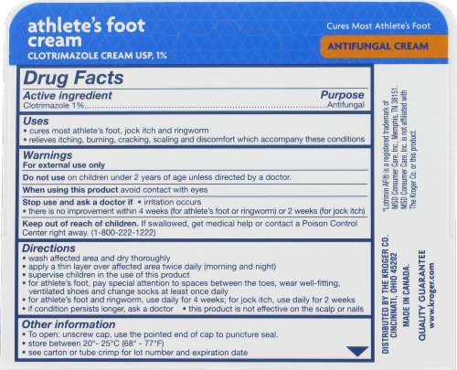 Kroger® Antifungal Athlete's Foot Cream Perspective: back