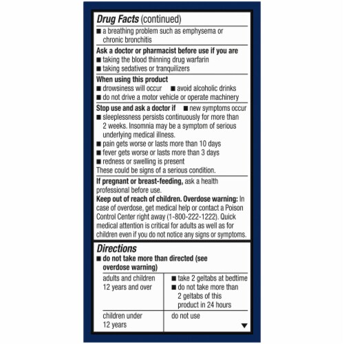 Kroger® Extra Strength Acetaminophen PM Pain Reliever/Nighttime Sleep-Aid Geltabs Perspective: back