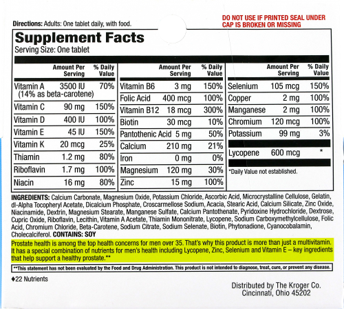 Kroger®  One Daily Men's Vitamin Perspective: back