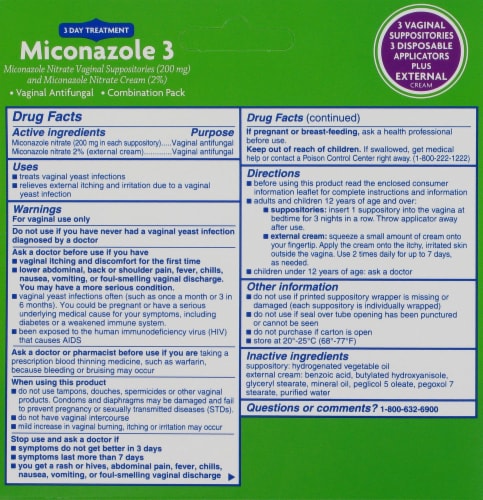 Kroger® 3 Day Yeast Infection Miconazole Suppositories & Cream Perspective: back