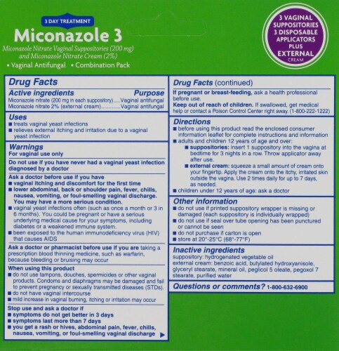 Kroger® 3 Day Yeast Infection Miconazole Suppositories & Cream Perspective: back