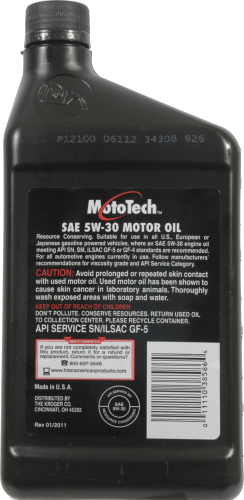 Moto Tech® 5W-30 Motor Oil Perspective: back