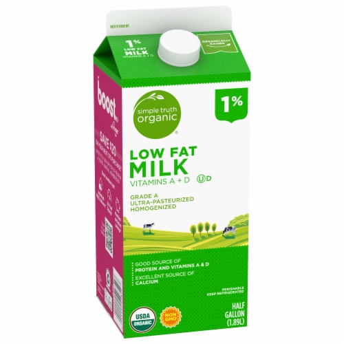 Simple Truth Organic® 1% Lowfat Milk Half Gallon Perspective: back