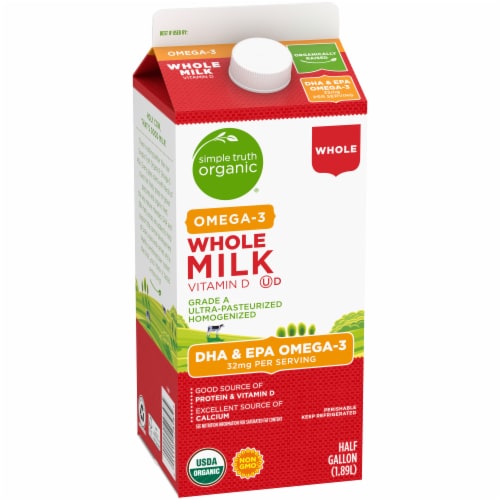 Simple Truth Organic® Vitamin D Whole Milk with DHA Omega-3 Half Gallon Perspective: back