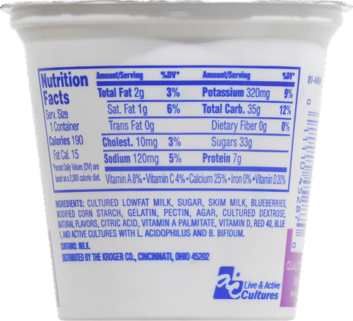 Kroger® Blueberry Blended Grade A Lowfat Yogurt Perspective: back