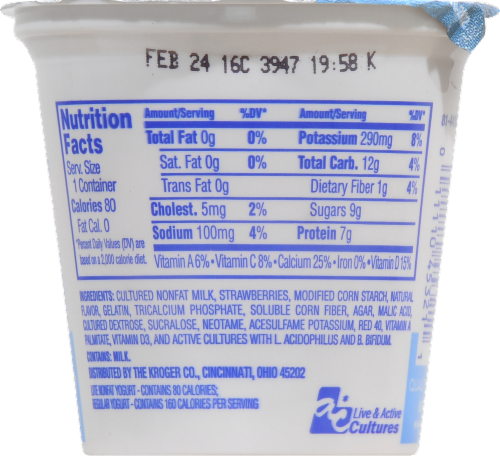 Kroger® Lite Strawberry Yogurt Perspective: back