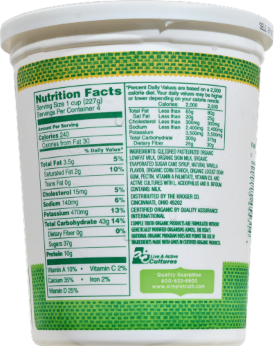 Simple Truth Organic™ Vanilla Low-fat Yogurt Perspective: back