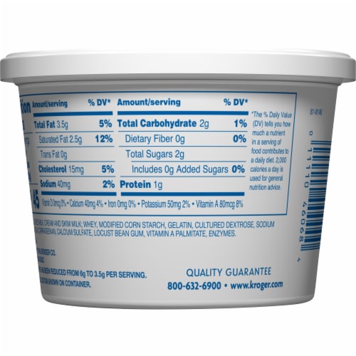 Kroger® Reduced Fat Sour Cream Perspective: back