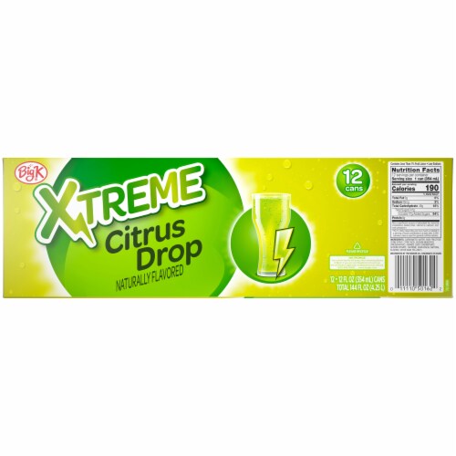 Kroger Big K® Xtreme Citrus Drop Soda Can Perspective: back