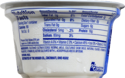 Kroger® Grade A Original Plain Nonfat Greek Yogurt Perspective: back