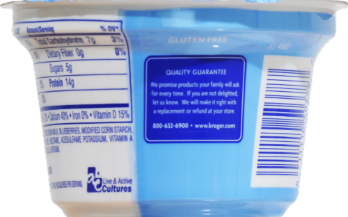 Kroger® Blueberry Nonfat Greek Yogurt Cup Perspective: back