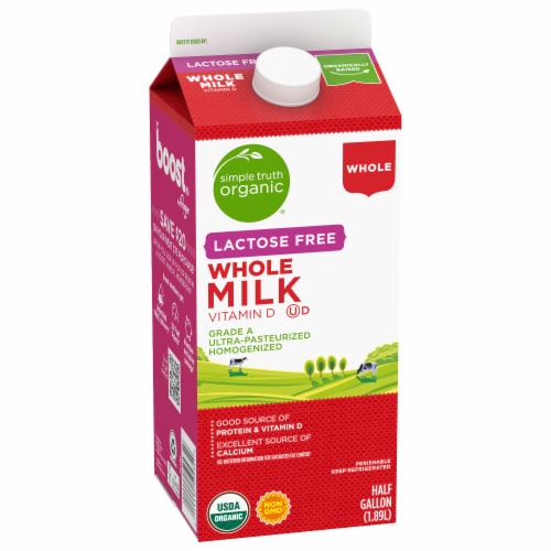 Simple Truth Organic® Lactose Free Vitamin D Whole Milk Half Gallon Perspective: back