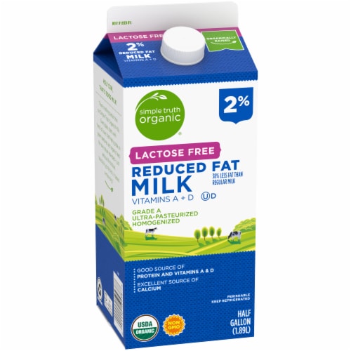 Simple Truth Organic® Lactose Free 2% Reduced Fat Milk Half Gallon Perspective: back