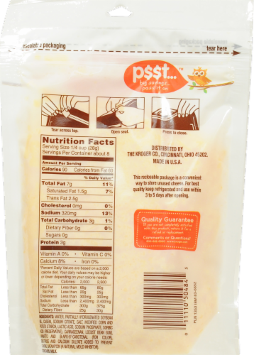 P$$t... Imitation Shredded Cheddar Cheese Perspective: back