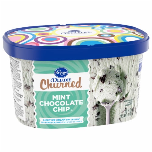 Kroger® Deluxe Churned Mint Chocolate Chip Light Ice Cream Tub Perspective: back