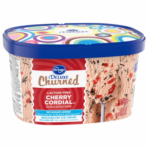 Kroger® Deluxe Churned Lactose Free No Sugar Added Cherry Cordial Ice Cream Tub Perspective: back