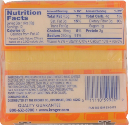 Kroger® American Cheese Singles Perspective: back