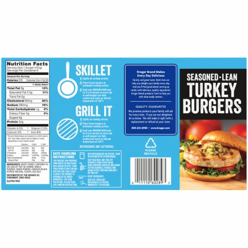 Kroger® 93% Lean Seasoned Frozen Turkey Burgers Perspective: back