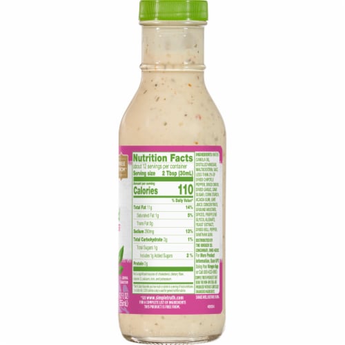 Simple Truth™ Plant-Based Chipotle Pepper Ranch Dressing Perspective: back