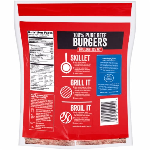 Kroger® 100% Pure Ground Beef Quarter Pound Burgers Perspective: back