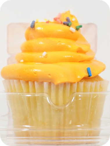 Whipped Satin Yellow Cupcake With Icing Perspective: back