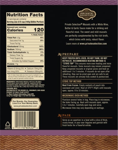Private Selection® Mussels With White Wine, Butter & Garlic Sauce Perspective: back