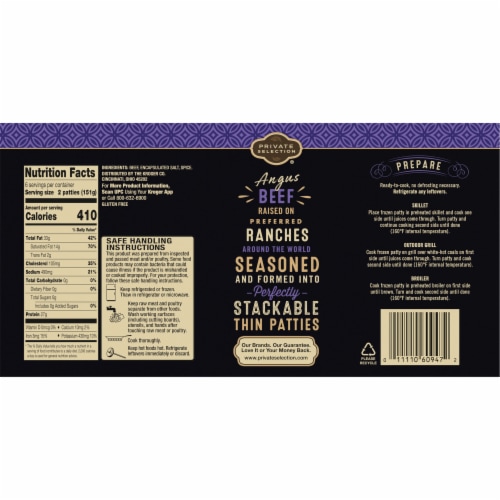 Private Selection® Thin Seasoned Angus Beef Patties Perspective: back