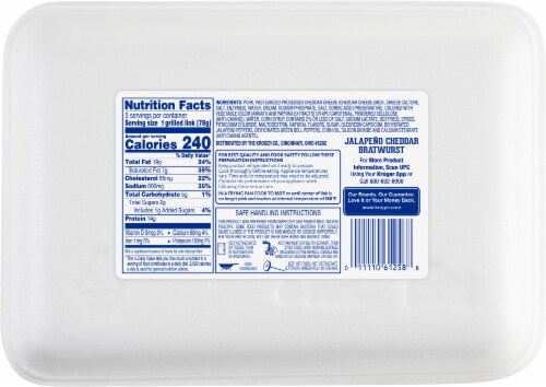 Kroger® Limited Edition Jalapeno Cheddar Bratwurst Sausage, 18 oz
