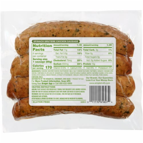 Simple Truth™ Spinach Gruyere Chicken Sausage Perspective: back