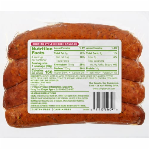 Simple Truth Chorizo Style Chicken Sausage Perspective: back