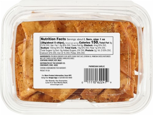 Kroger Parmesan Garlic Pita Chips Perspective: back