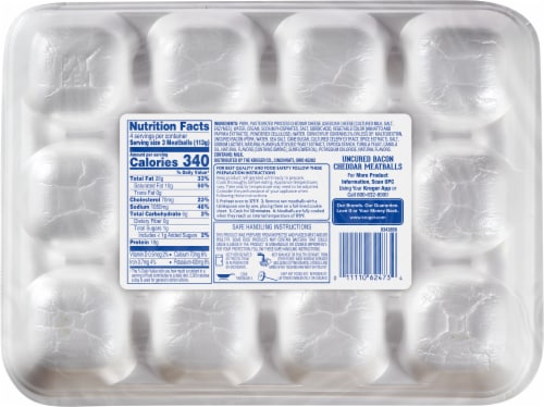 Kroger® Uncured Bacon & Cheddar Meatballs Perspective: back