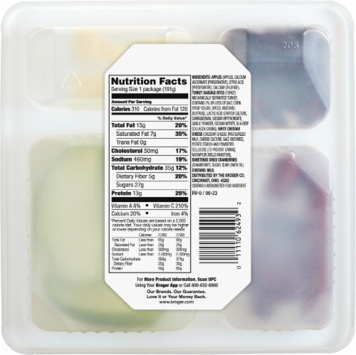 Kroger® Apples Turkey Sausage White Cheddar Cheese & Dried Cranberries Snack Tray Perspective: back