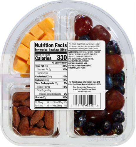 Kroger® Grapes Blueberries Almonds & Sharp Cheddar Snack Tray Perspective: back