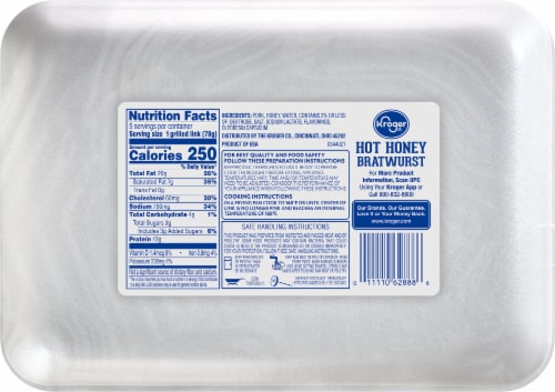 Kroger® Hot Honey Limited Edition Bratwurst Sausage Perspective: back