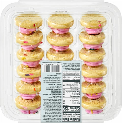 Bakery Fresh Valentine's Vanilla Pink Mini Frosted Cookies Perspective: back
