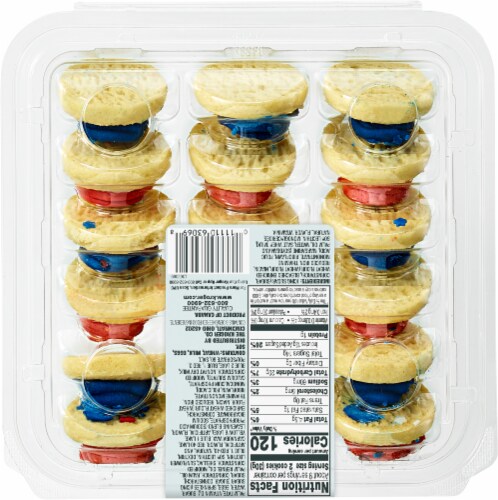 Bakery Fresh Patriotic Vanilla Mini Frosted Sugar Cookies Perspective: back